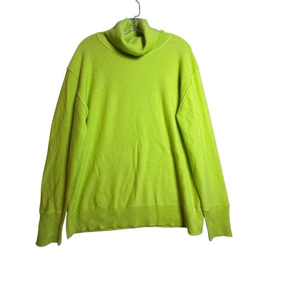 Free People Treasure 100% Cashmere Turtleneck Sweater Chartreuse Sz S Goblincore - Picture 16 of 16